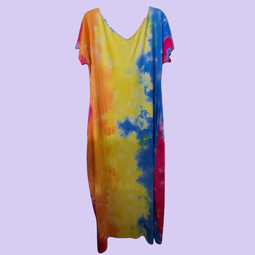 Casual Tie-Dye Maxi Dress with Pockets - Picture 2 of 6
